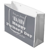 ハッピーファーザーズ日パパ-名前をカスタムするホワイトグレー ラージペーパーバッグ (正面アングル)