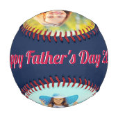 ハッピーファーザーズ日レトロタイポグラフィ2フォトブルー 野球ボール (裏面)