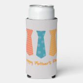 ハッピーファーザーズ日文字とネクタイのパターン灰色 スリム缶クーラー (Seltzer正面)