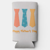 ハッピーファーザーズ日文字とネクタイのパターン灰色 スリム缶クーラー (裏面)
