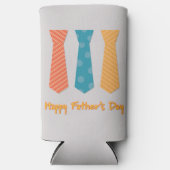 ハッピーファーザーズ日文字とネクタイのパターン灰色 スリム缶クーラー (正面)