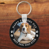 ハッピーファーザーズ最高のデイドッグパパ今までにかわいいペットの写真 キーホルダー (正面)