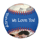 ハッピーファーザーズ最高のデーパパEver 2フォトブルーホワイト 野球ボール (裏面)