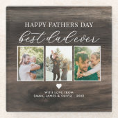 ハッピーファーザーズ最高のデーパパEver 3 Photo Collage ガラスコースター (正面)