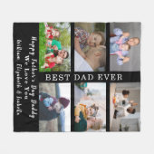 ハッピーファーザーズ最高のデーパパEver 6 Photo Collage フリースブランケット (正面(横))