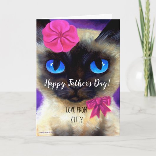 ハッピーファーザーズ絵画デイキャットおもしろいパパお洒落ズ カード (正面)