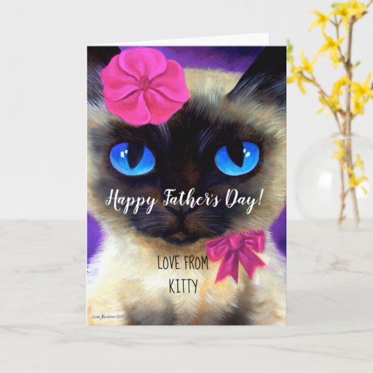 ハッピーファーザーズ絵画デイキャットおもしろいパパお洒落ズ カード (黄色い花)
