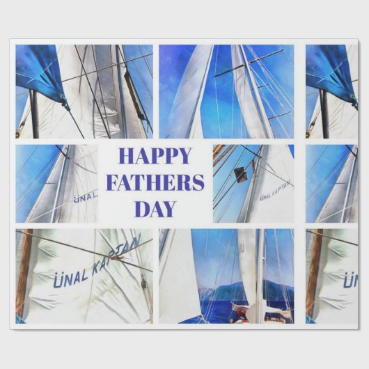 ハッピーファーザーズ芸術的デイホワイトセイルズコラージュ ラッピングペーパー (フラット)