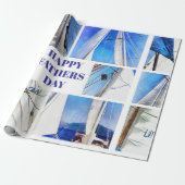 ハッピーファーザーズ芸術的デイホワイトセイルズコラージュ ラッピングペーパー (アンロールド)