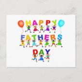 ハッピーファーザーズ・デイかわいい漫画の多様な子供たち文字 ポストカード (正面)