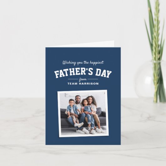ハッピーファーザーズ・デイのスポーティな1枚のネイビーブルー カード (正面)