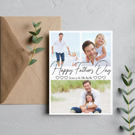 ハッピーファーザーズ・デイ、3枚の写真コラシンプルージミニマル シーズンポストカード