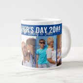 ハッピーファーザーズDay 5フォトヘッドラインタイポグラフィブルー ジャンボコーヒーマグカップ (正面右)