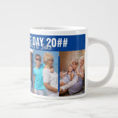 ハッピーファーザーズDay 5フォトヘッドラインタイポグラフィブルー ジャンボコーヒーマグカップ (右)