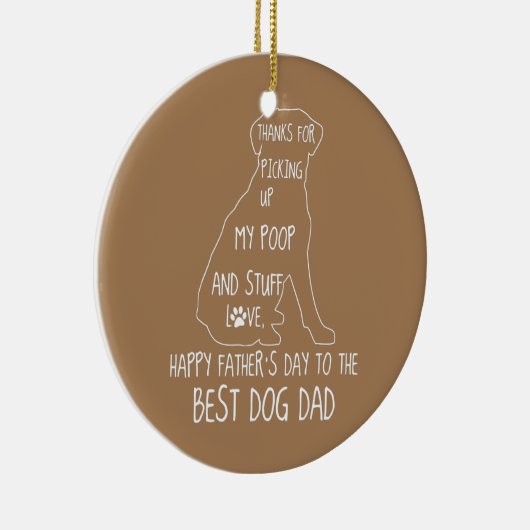 ハッピーファーザーデイドッグ感謝していパパ セラミックオーナメント (右)