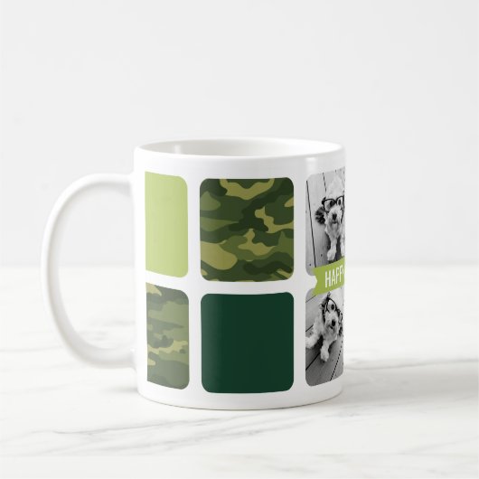 ハッピーファーザーデーカスタム迷彩柄4フォトコラージュ コーヒーマグカップ (左)