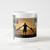 ハッピーファーザーデー最高のパパEver 3 Photo Collage ジャンボコーヒーマグカップ (正面)