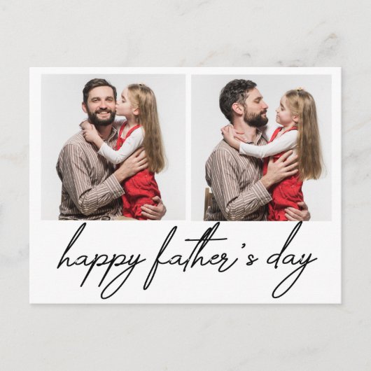 ハッピーファーザーデー，休日2枚の写真コラージュ ポストカード (正面)