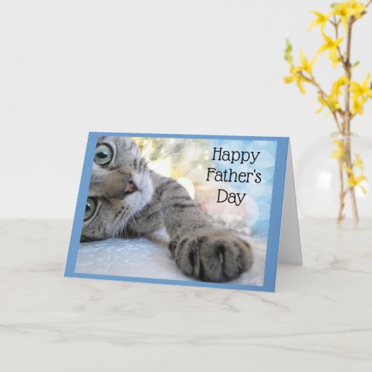 ハッピーファーザー・デイ・キャット昼寝アニマル・ユーモア カード (黄色い花)