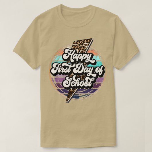 ハッピーファーストデイオブスクールヒョウヴィンテージ女性Te Tシャツ (デザイン正面)