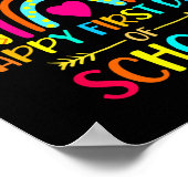 ハッピーファーストデイオブスクールレインボー新学期T ポスター (角)