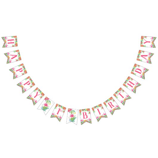 ハッピーファーストバースデイバナー、フラミンゴ バンティングフラッグ (全)