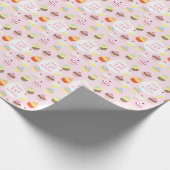 ハッピーファーストバースデーカップケーキピンクギフトラップ ラッピングペーパー (角)