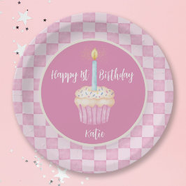 ハッピーファーストバースデーカップケーキ ペーパープレート