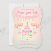 ハッピーファーストバースデーケーキ&バルーン 招待状 (正面)