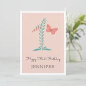 ハッピーファーストバースデーベビーガールバタフライフローラカード (スタンド正面)
