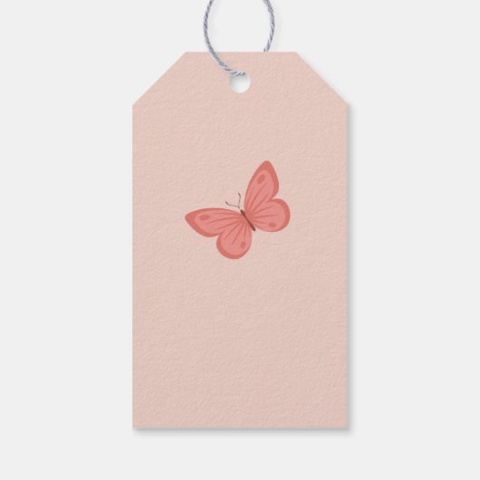 ハッピーファーストバースデーベビーガールバタフライフローラ ギフトタグ (裏面)