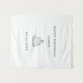 ハッピーファーストバースデー名前入り子供用バースデー名前 タペストリー (正面(横))