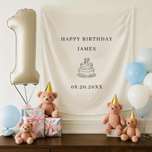 ハッピーファーストバースデー名前入り子供用バースデー名前 タペストリー