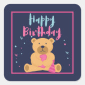 ハッピーファーストバースデー スクエアシール (正面)