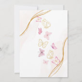 ハッピーファーストバースデー ピンクとゴールドの蝶のテーマ 招待状 (裏面)