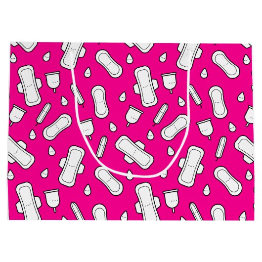 ハッピーファーストパーティーホットピンクかわいいタンポン ラージペーパーバッグ (裏面)