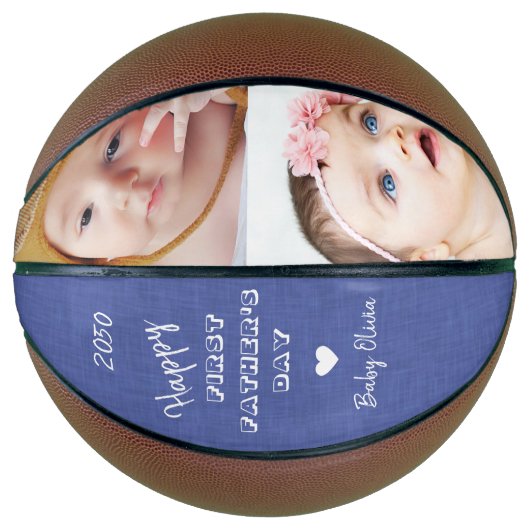 ハッピーファーストファーストデー2フォトコラージュブルー バスケットボール (正面)