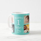 ハッピーファーストファーストデー8フォトコラージュシアン コーヒーマグカップ (正面左)