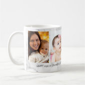 ハッピーファーストファーストファーズデイ4フォトコラージュ大理石 コーヒーマグカップ (左)