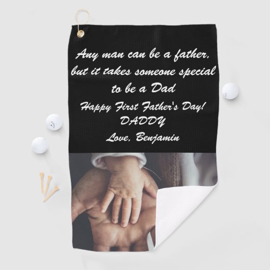 ハッピーファーストファースト・ファーズ・デイ引用文&カスタム写真 ゴルフタオル (インサイチュ)