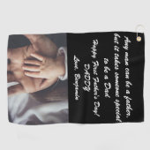 ハッピーファーストファースト・ファーズ・デイ引用文&カスタム写真 ゴルフタオル (横)