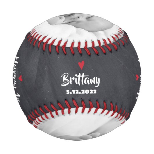 ハッピーファーストファーズデイはっきりしたタイポグラフィChalkboard 野球ボール (裏面)