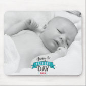 ハッピーファーストファーズデイアクアバナーはっきりしたタイポグラフィ マウスパッド (正面)