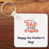 ハッピーファーストファーズデイキーチェーン – 青文字デザイン色 キーホルダー (正面)