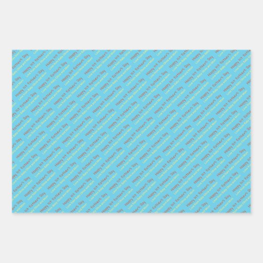ハッピーファーストファーズデイスカイブルーイエローギバー名 ラッピングペーパーシート (正面2)