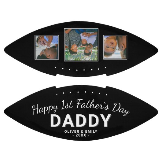 ハッピーファーストファーズデイパパキープサケ3フォトブラック アメリカンフットボール (パネル)