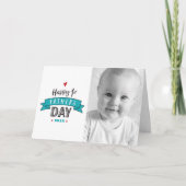 ハッピーファーストファーズデイ写真はっきりしたタイポグラフィティール（緑がかった色） カード (正面)