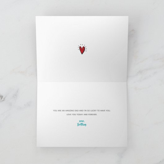 ハッピーファーストファーズデイ写真はっきりしたタイポグラフィティール(緑がかった色) カード (内部)