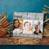 ハッピーファーストマザーズデー3枚の写真コラージュグレーの木 フォトプラーク (側面)