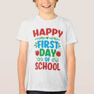 ハッピーファースト新学期タイポグラフィTシャツ トライブレンドTシャツ